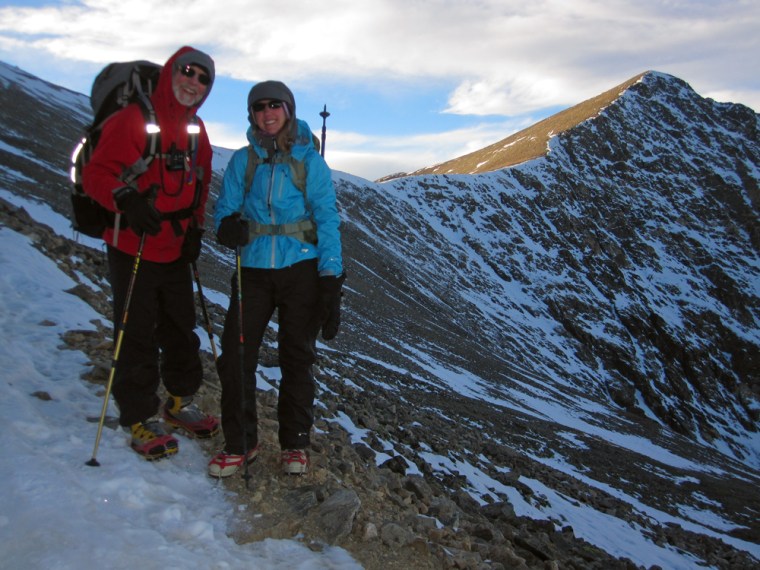 Descending Grays Peak with Torreys Peak in the distance. So close but oh so far.