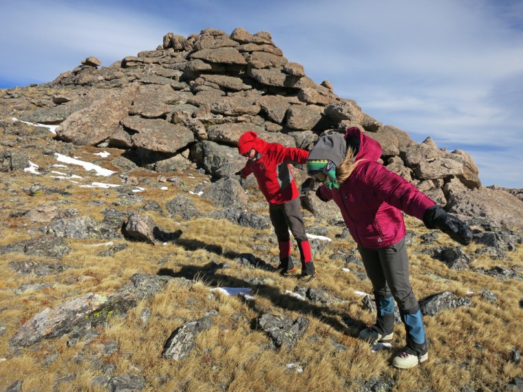 Hiking the day after my stomaversary-- completely unaware that I had failed to remember the important date. I guess I was too busy trying to figure out how far I could lean into 60 mile-per-hour winds without falling over.